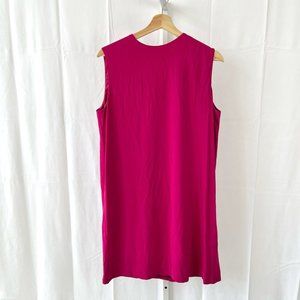 HELMUT LANG Faint Drop Fold Shift Dress Sleeveless Fuchsia Pink L